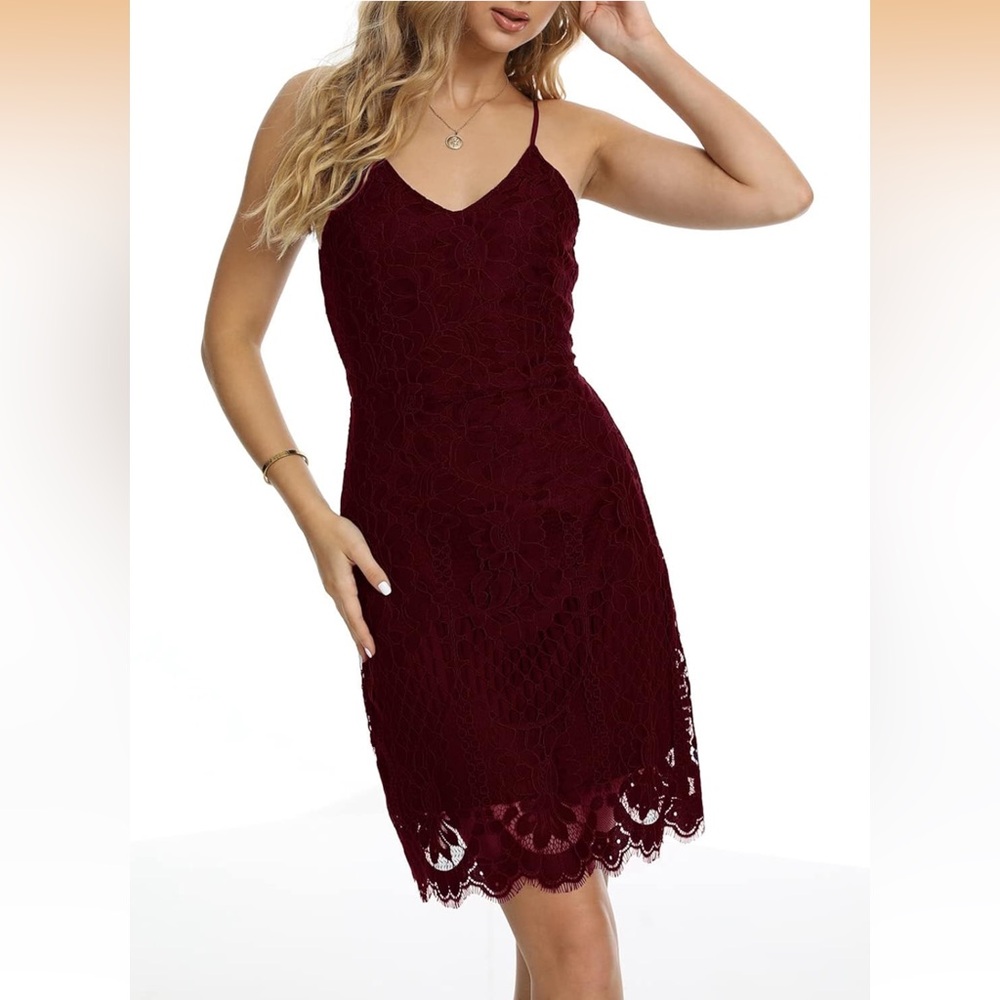 NWT Elegant Burgundy Lace Dress